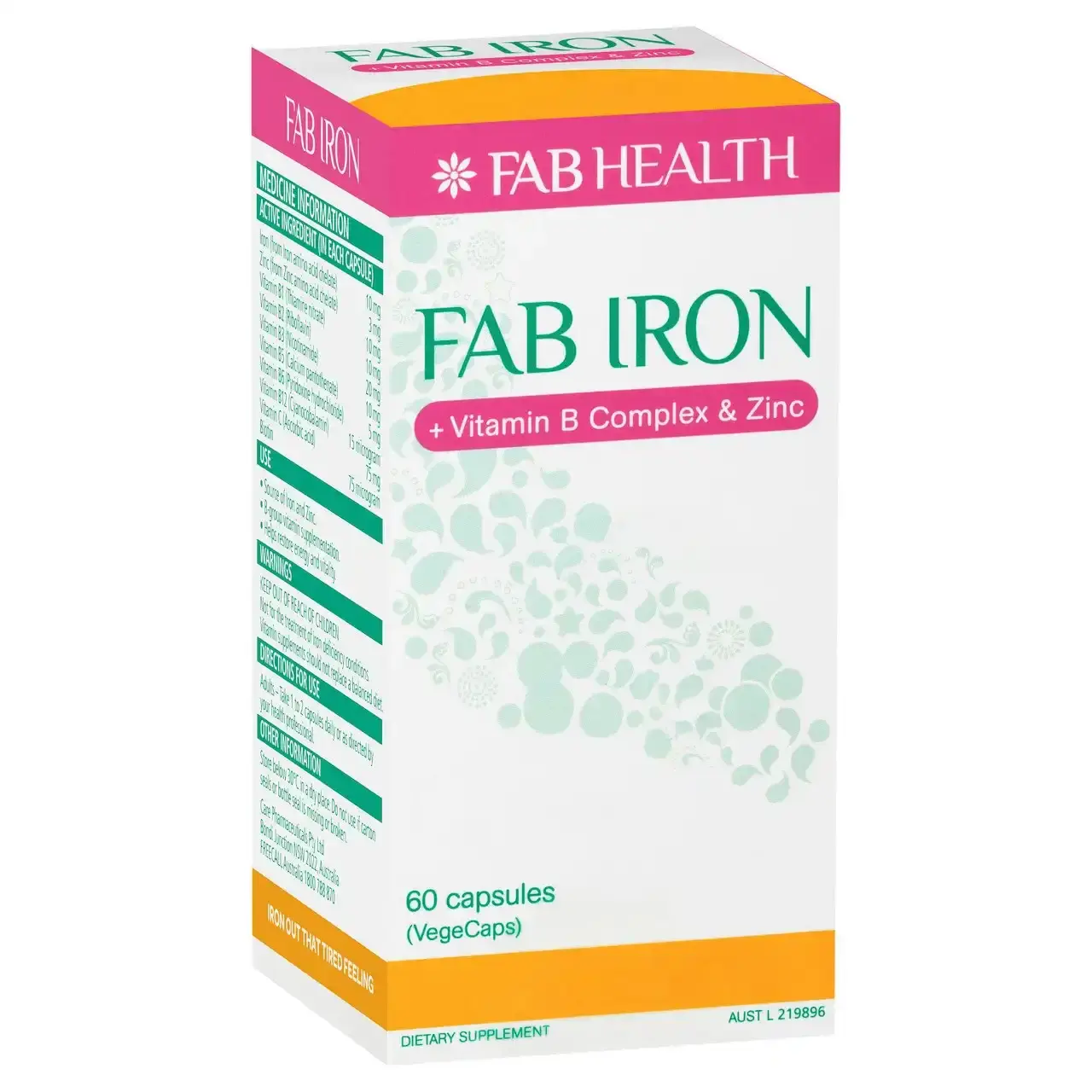 FAB IRON + Vitamin B Complex & Zinc Capsules (60)