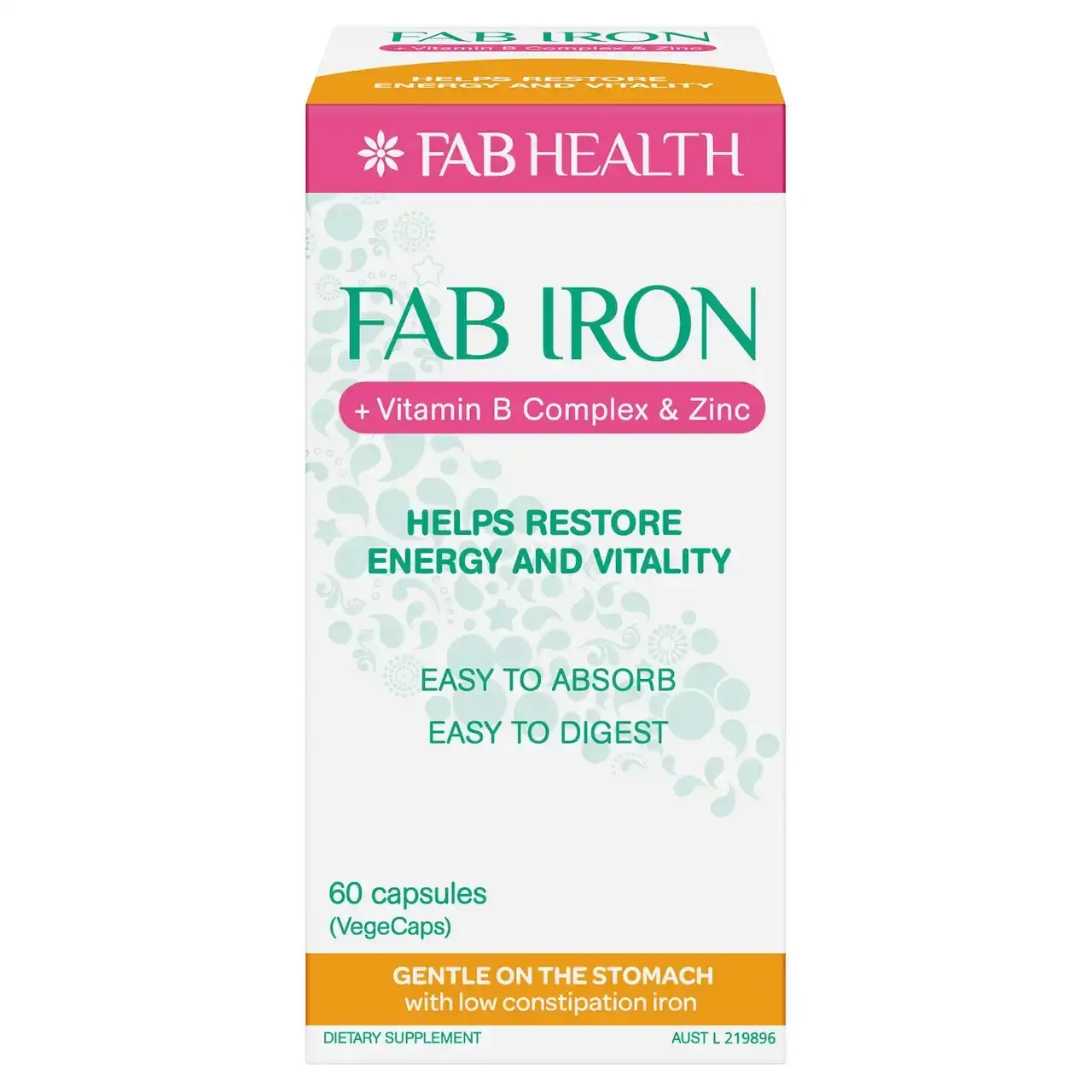 FAB IRON + Vitamin B Complex & Zinc Capsules (60)