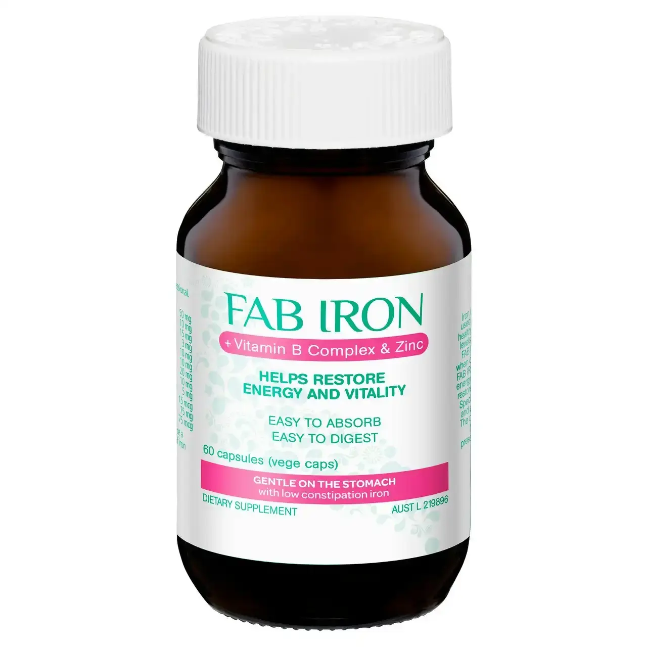 FAB IRON + Vitamin B Complex & Zinc Capsules (60)