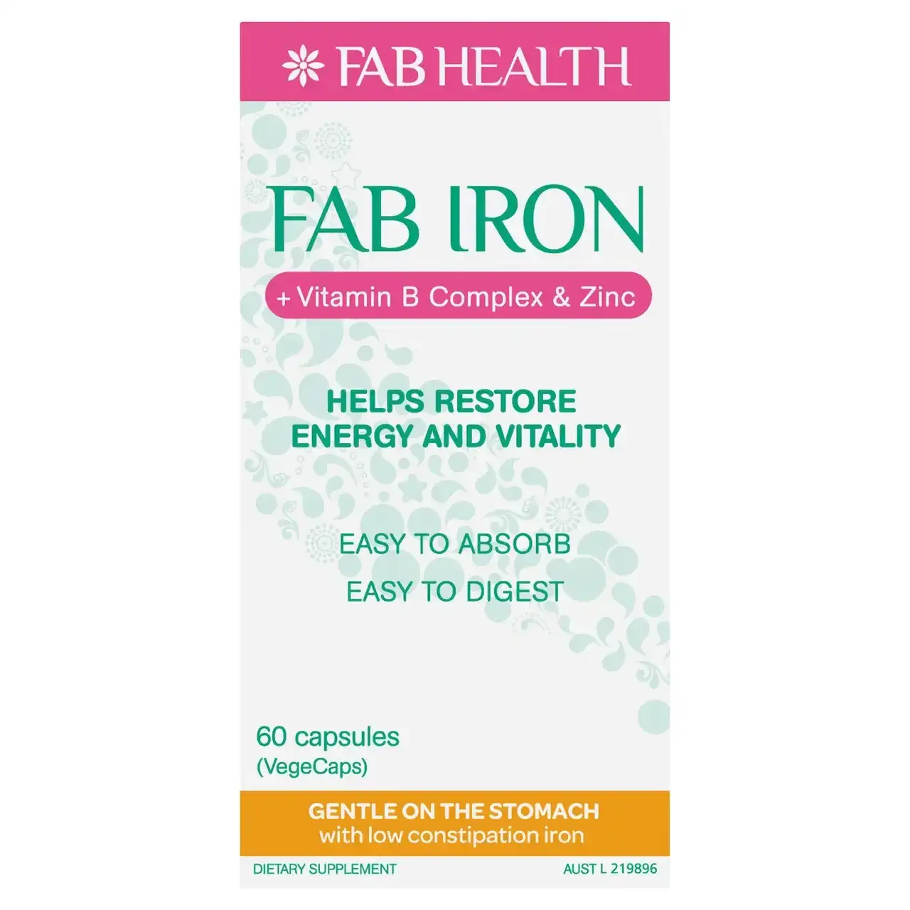 FAB IRON + Vitamin B Complex & Zinc Capsules (60)