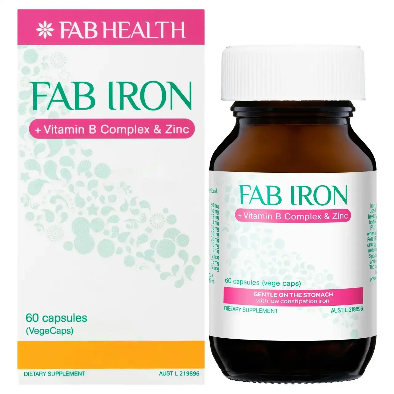 FAB IRON + Vitamin B Complex & Zinc Capsules (60)