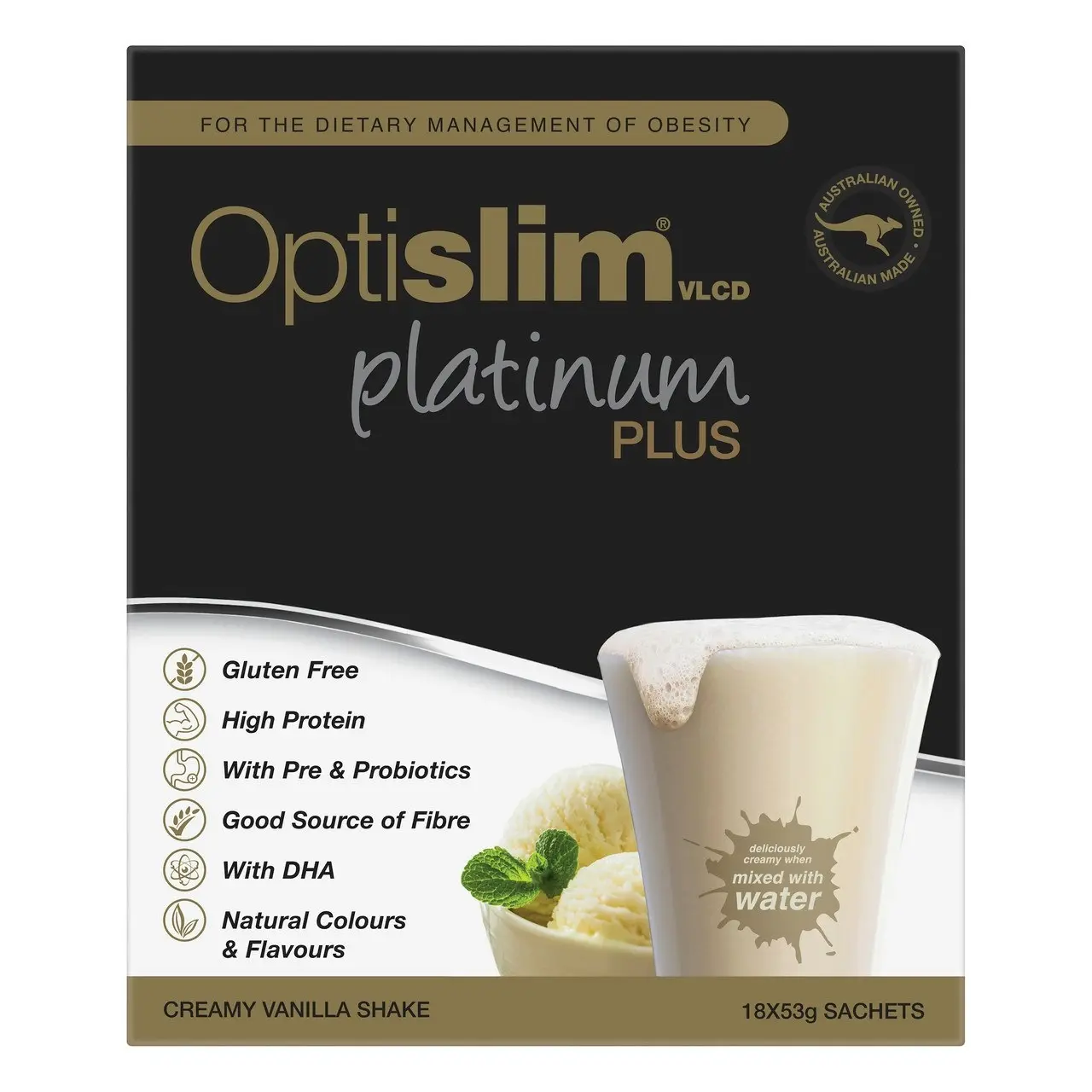 Optislim Platinum Plus Shake Vanilla 18x53g