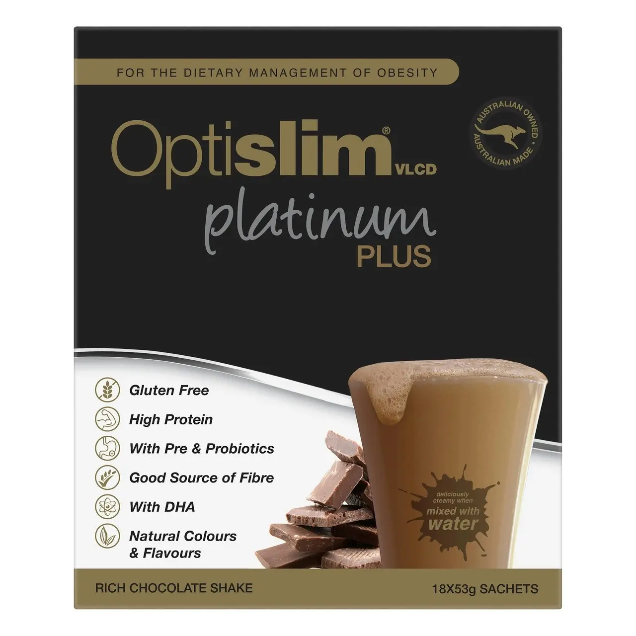 Optislim Platinum Plus Shake Chocolate 18x53g