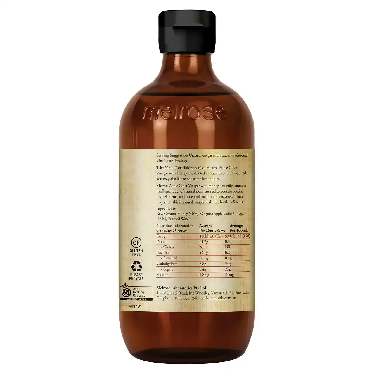 Melrose Organic Apple Cider Vinegar and Honey 500mL