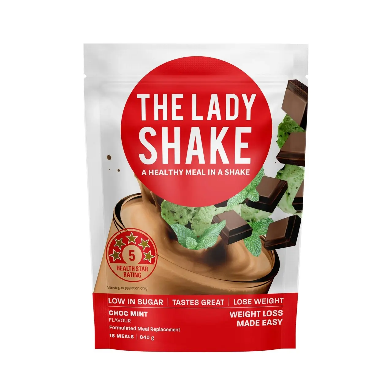 The Lady Shake Meal Replacement Choc Mint 840g