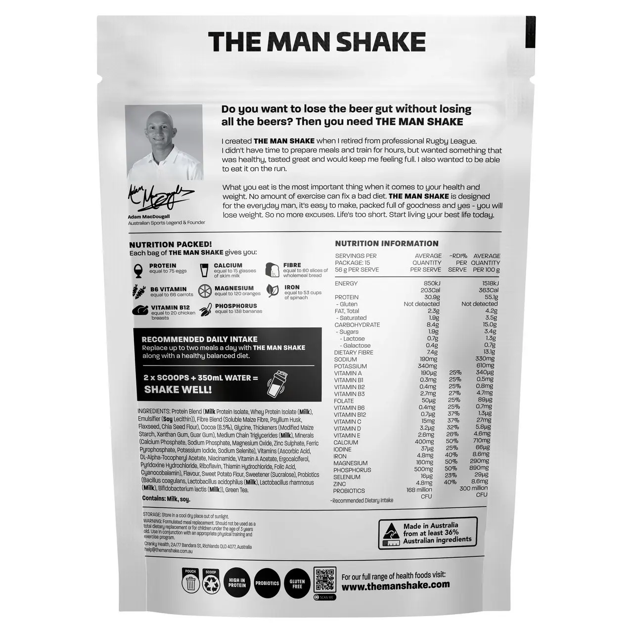 The Man Shake Meal Replacement Chocolate 840g