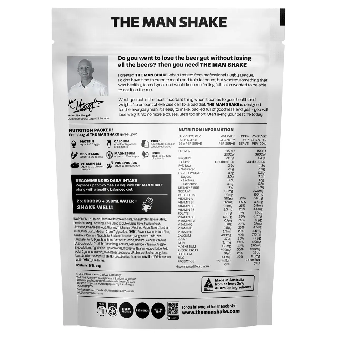 The Man Shake Meal Replacement Vanilla 840g