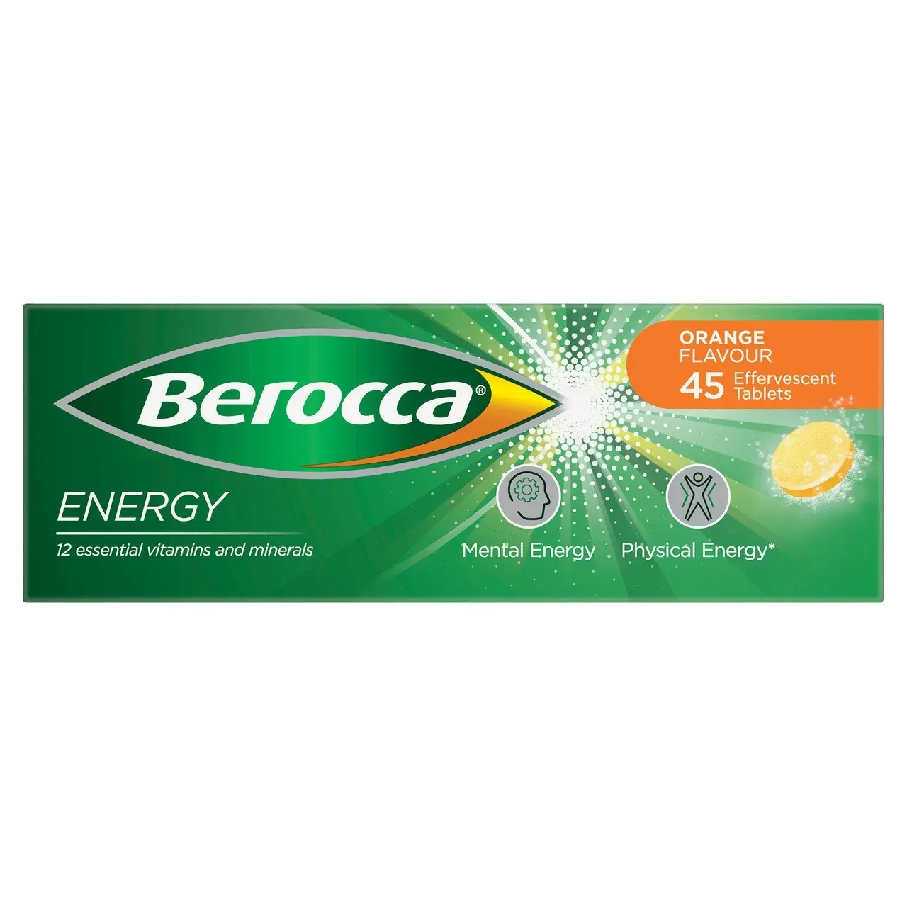 Berocca Energy Vitamin B & C Orange Flavour Effervescent Tablets 45 Pack