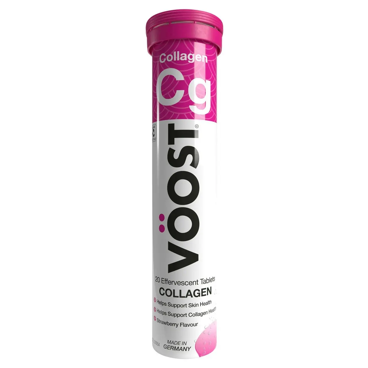 Voost Collagen Strawberry Effervescent Vitamin Supplement to helps support skin hydration 20 Tablets