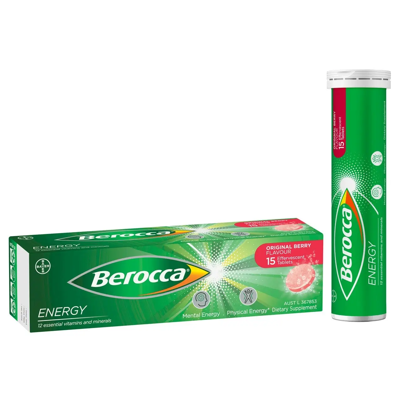 Berocca Energy Vitamin B & C Original Berry Flavour Effervescent Tablets 15 Pack