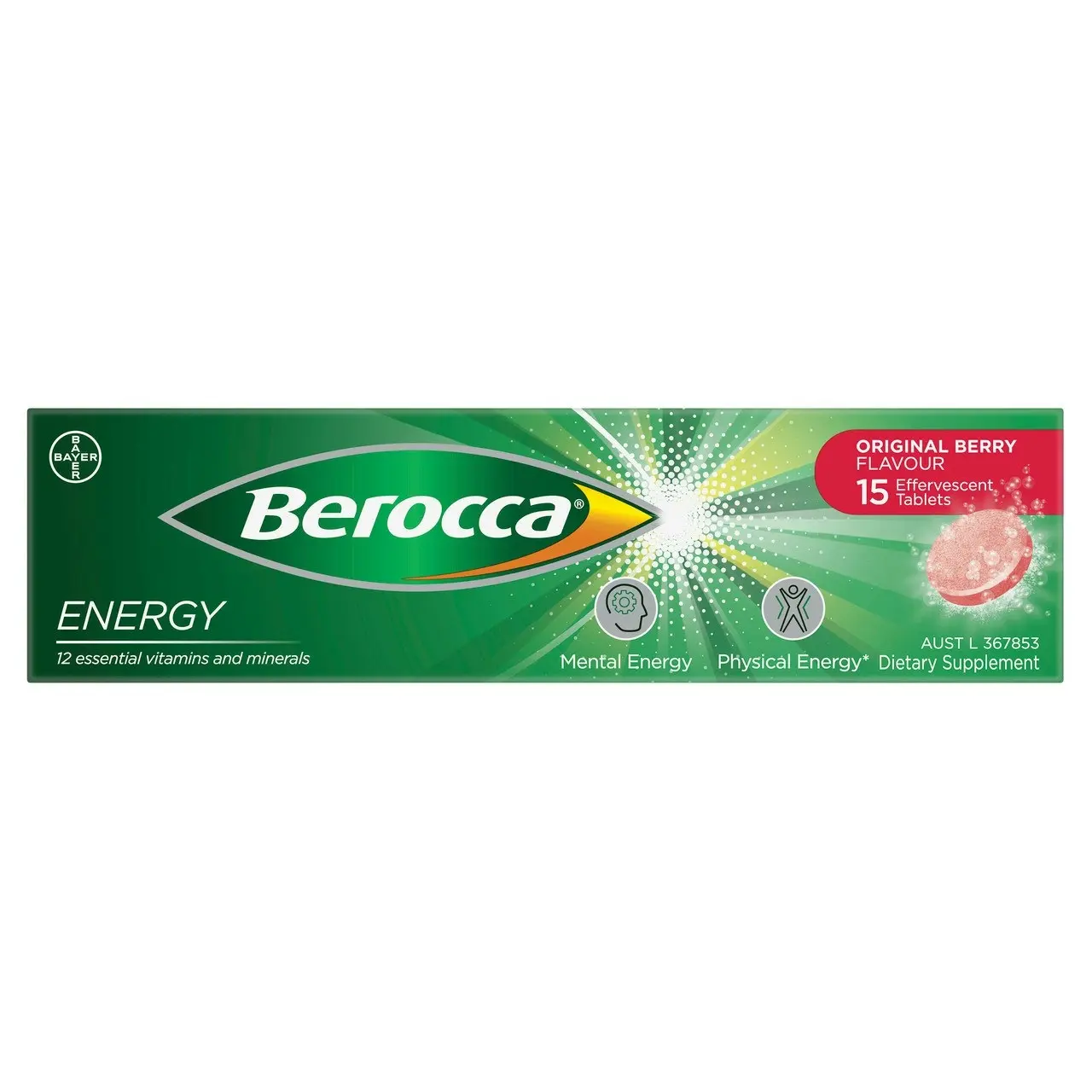 Berocca Energy Vitamin B & C Original Berry Flavour Effervescent Tablets 15 Pack