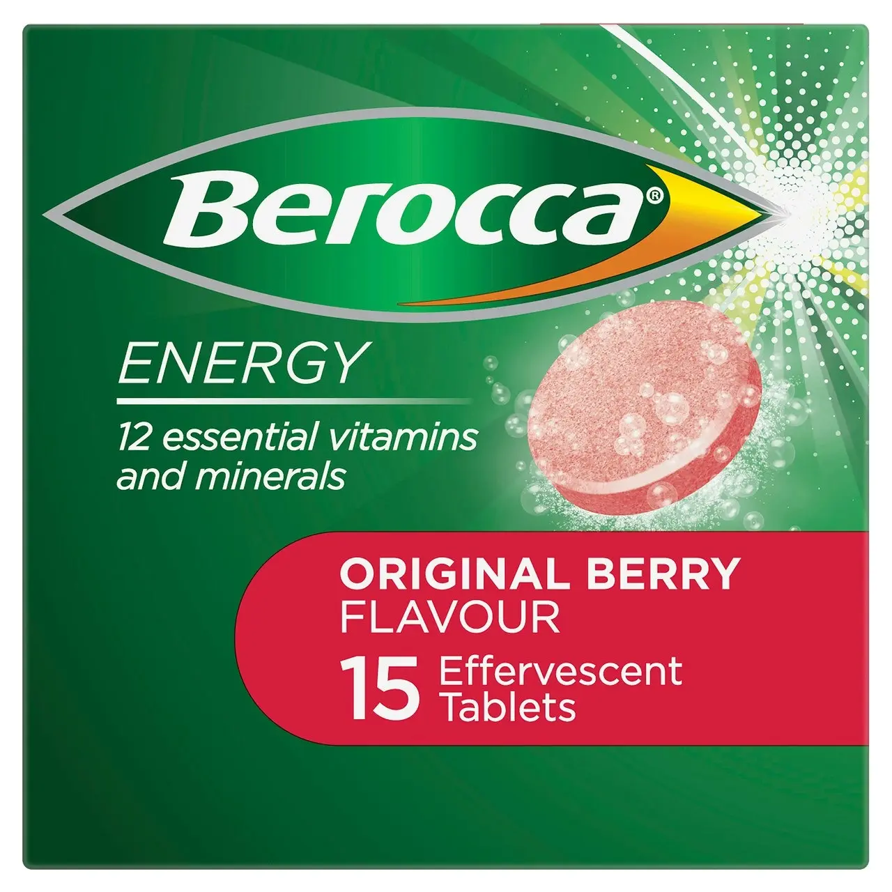 Berocca Energy Vitamin B & C Original Berry Flavour Effervescent Tablets 15 Pack