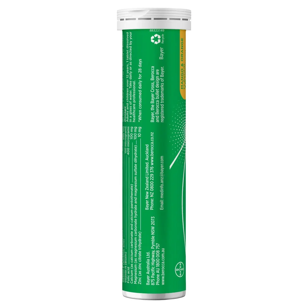 Berocca Energy Vitamin B & C Mango & Orange Flavour Effervescent Tablets 15 Pack