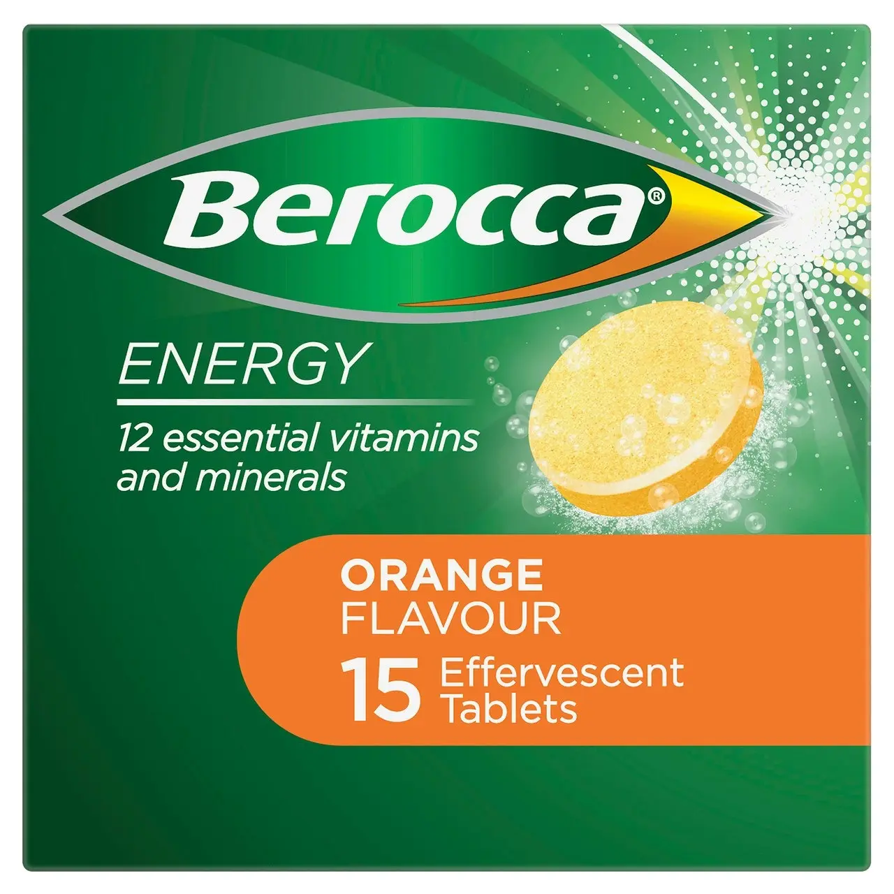 Berocca Energy Vitamin B & C Orange Flavour Effervescent Tablets 15 Pack