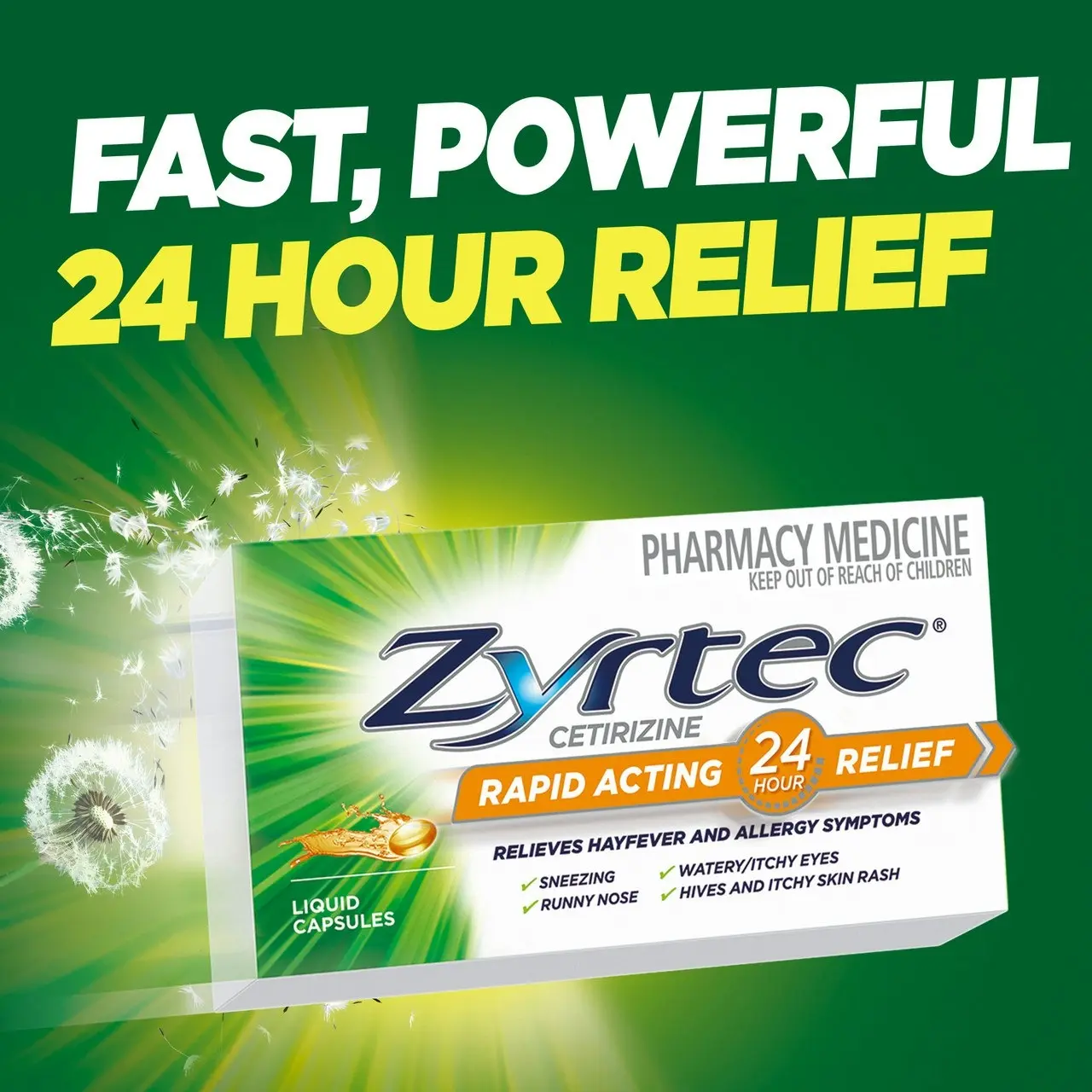 Zyrtec Rapid Acting Hayfever & Allergy Relief Antihistamine Liquid Capsules 14 Pack