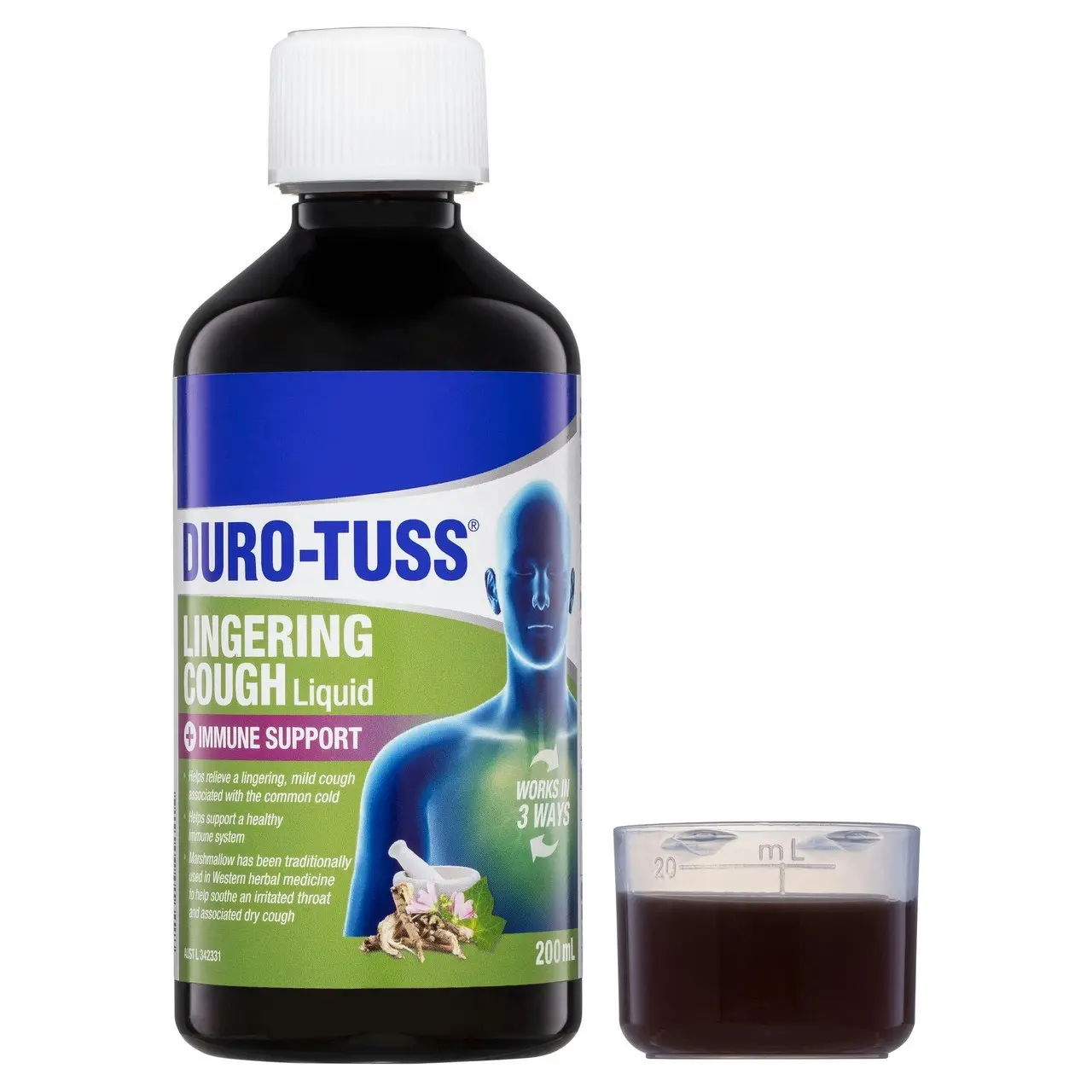 Duro-Tuss Lingering Cough Liquid Immune Support Blackberry & Vanilla 200mL