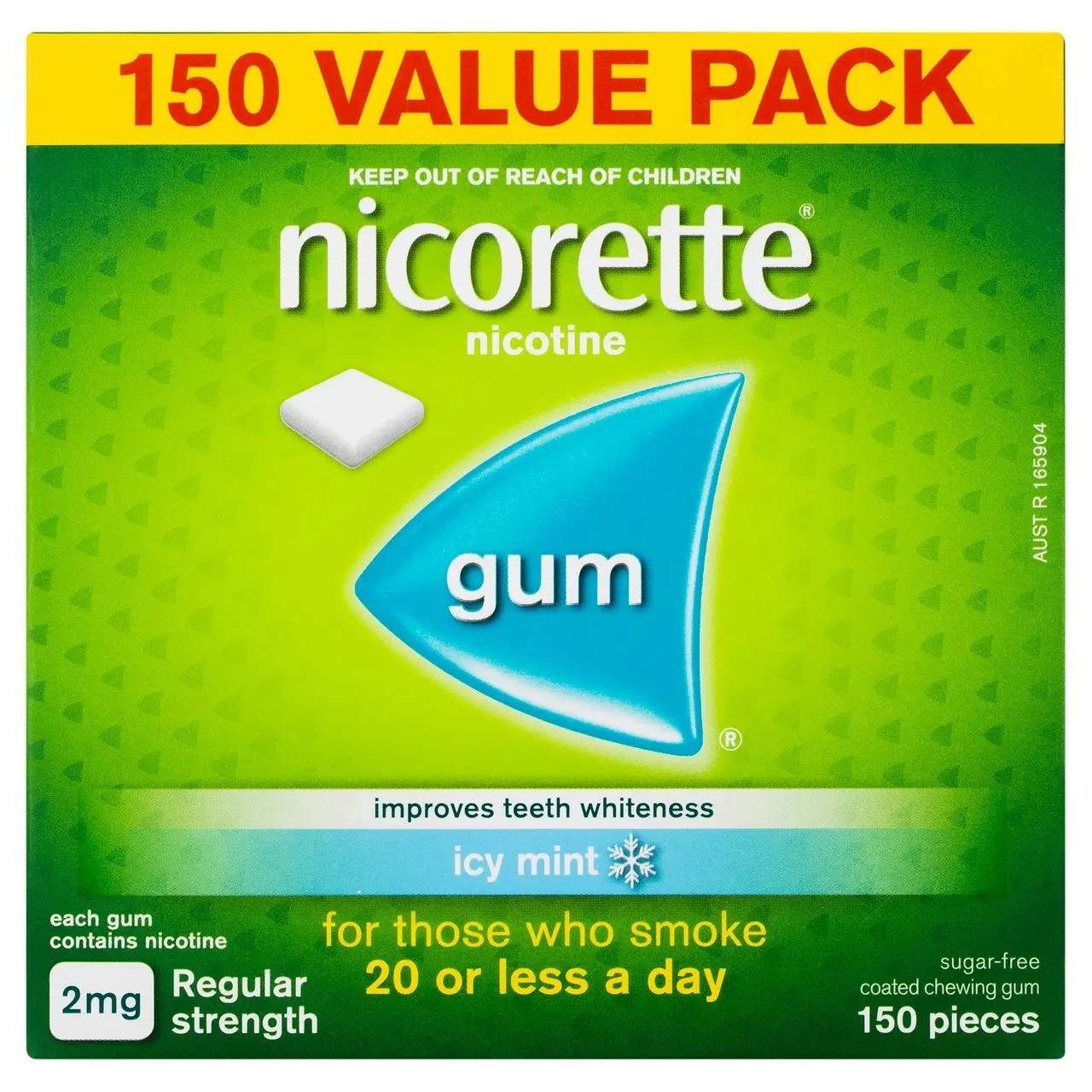 Nicorette Quit Smoking Regular Strength Nicotine Gum Icy Mint 150 Pack