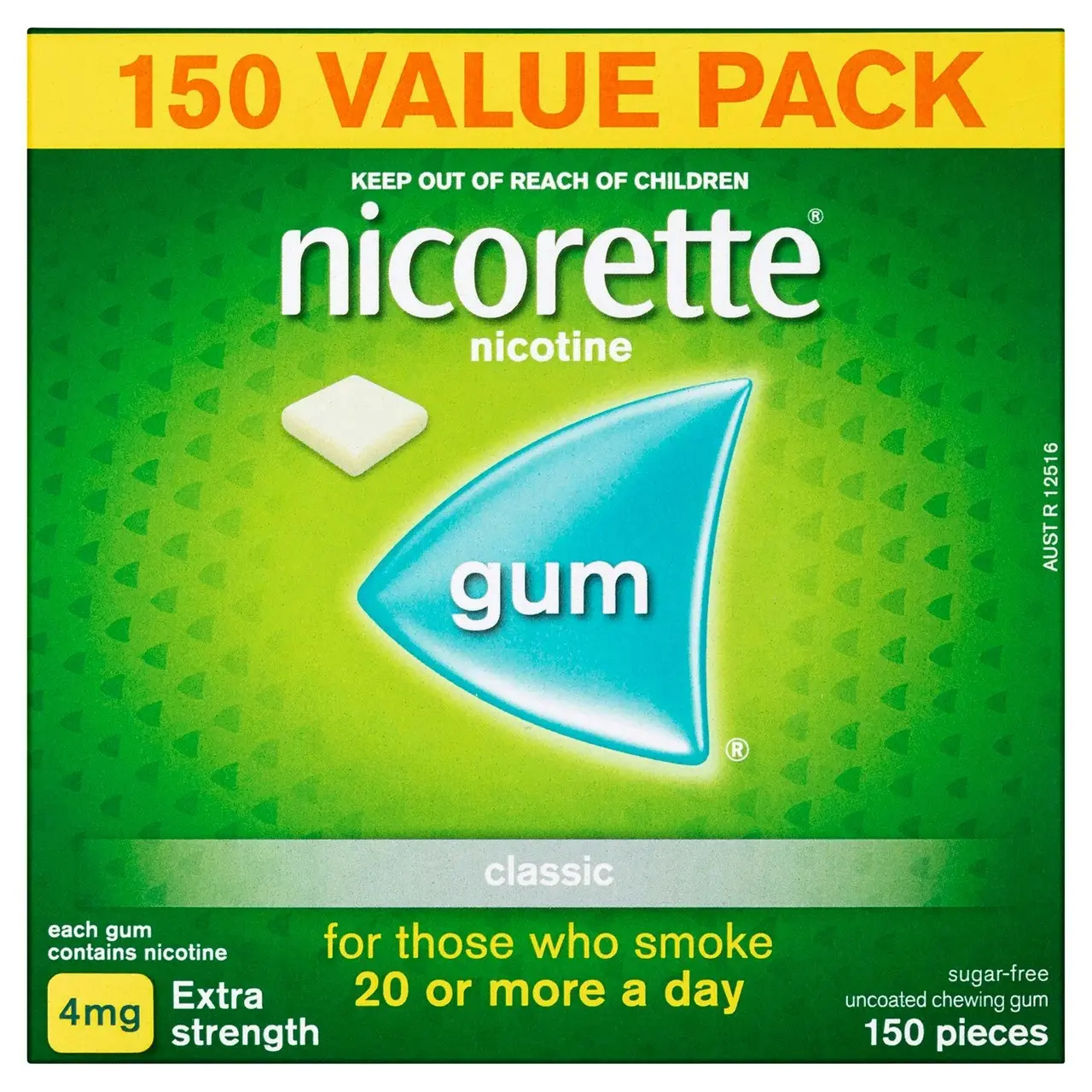 Nicorette Quit Smoking Extra Strength Nicotine Gum Classic 150 Pack