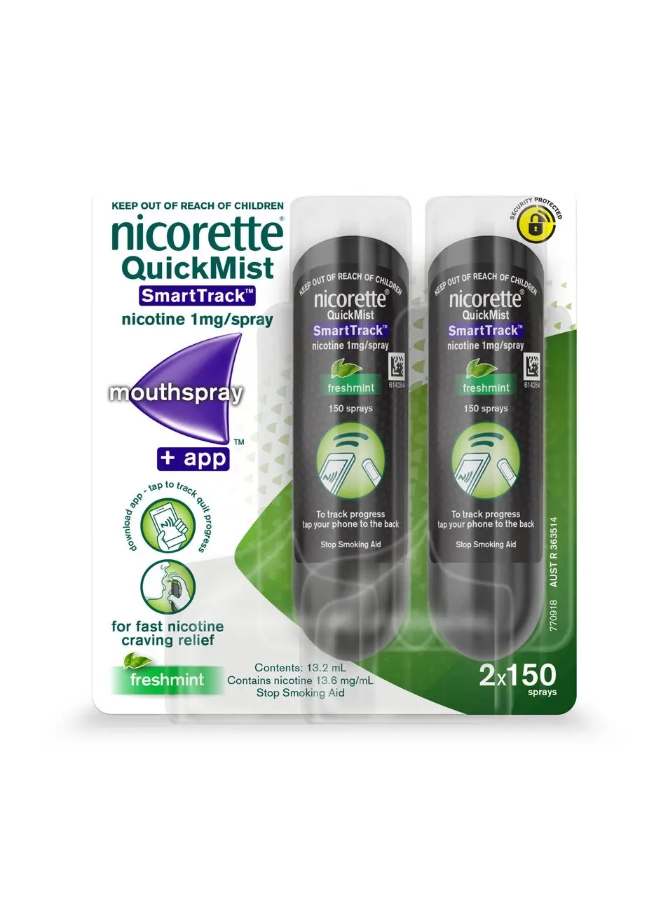 Nicorette Quit Smoking QuickMist SmartTrack Nicotine Mouthspray Duo Pack