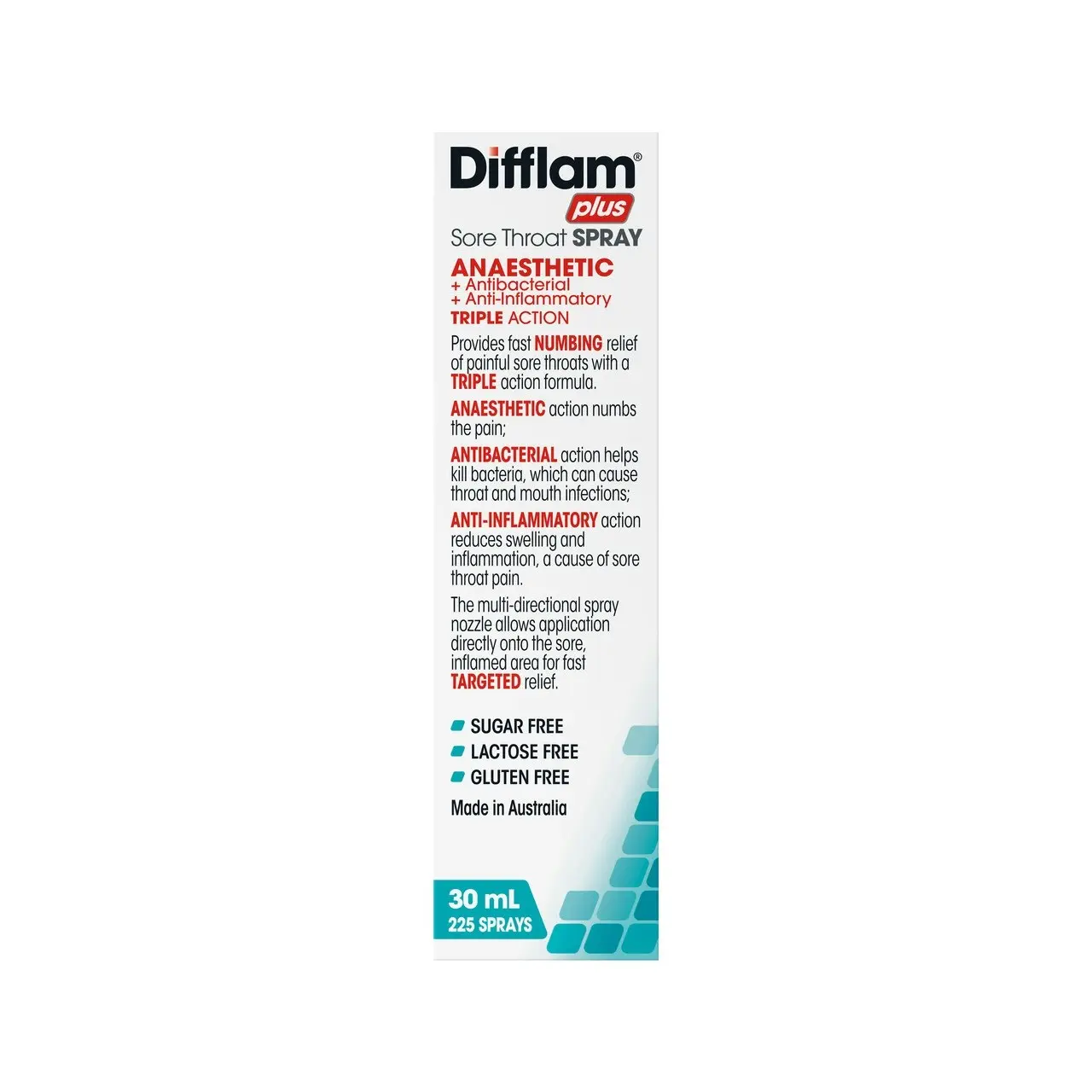 Difflam Plus Anaesthetic Sore Throat Spray 225 Sprays 30mL