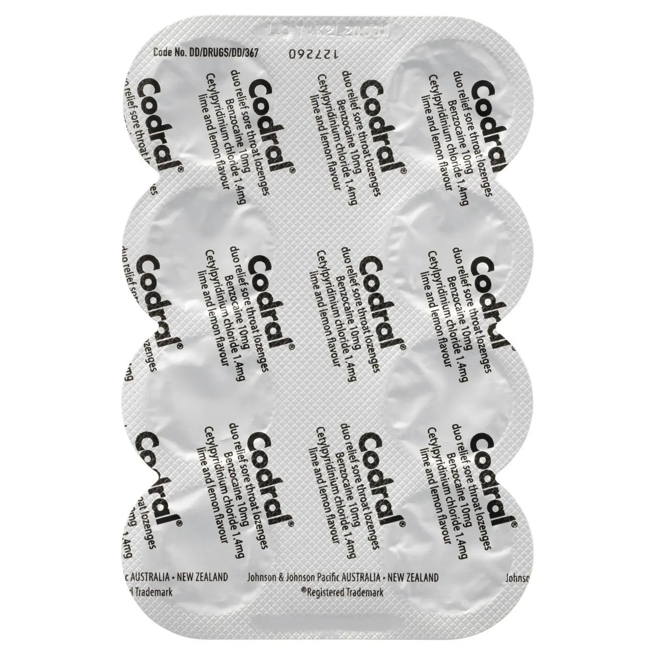 CODRAL Sore Throat Relief Lozenges Antibacterial + Anaesthetic Lime & Lemon 16 Pack