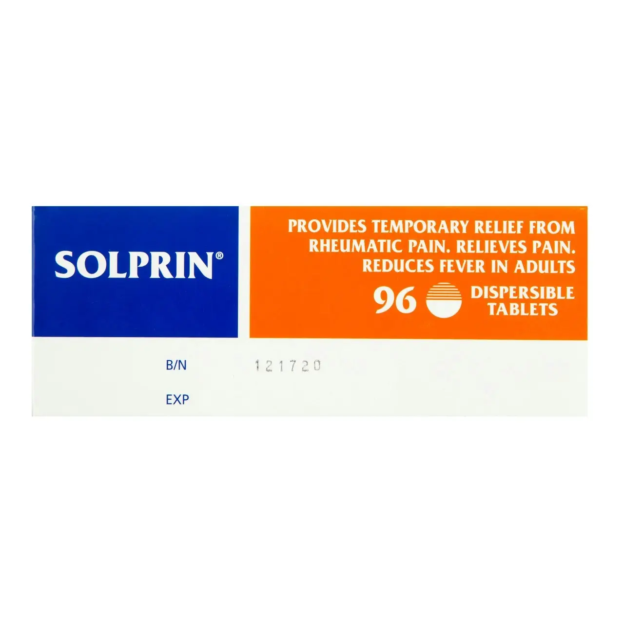 Solprin Pain and Fever Relief Dispersible Tablets 300mg Aspirin 96 pack