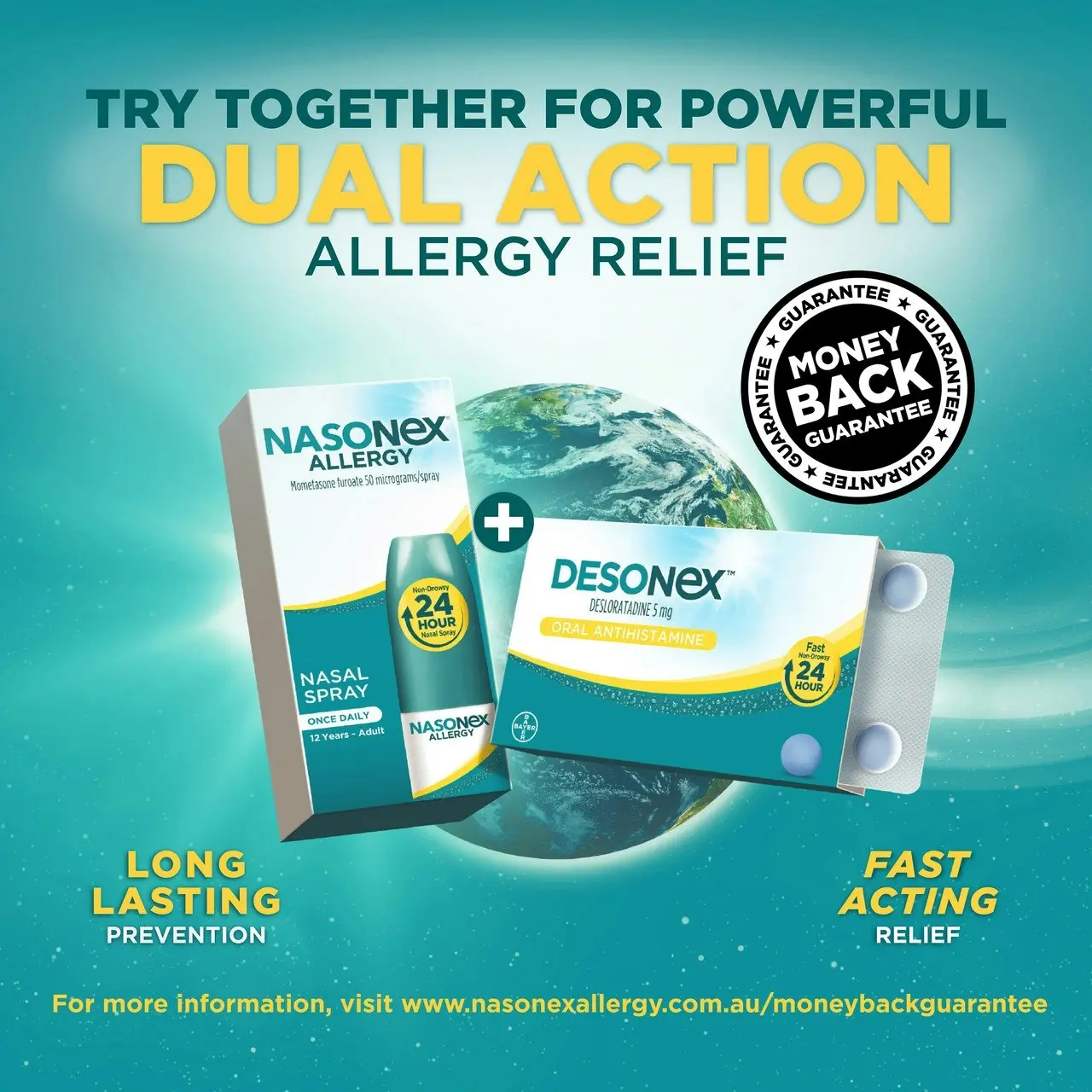 Nasonex Allergy Non-Drowsy 24 Hour Nasal Spray Twin Pack 2 x 140 sprays