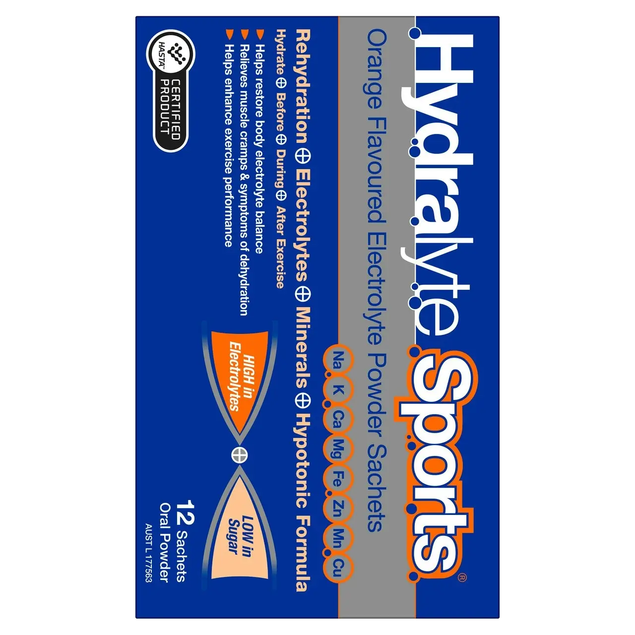 Hydralyte Sports Orange Flavoured 12 Sachets