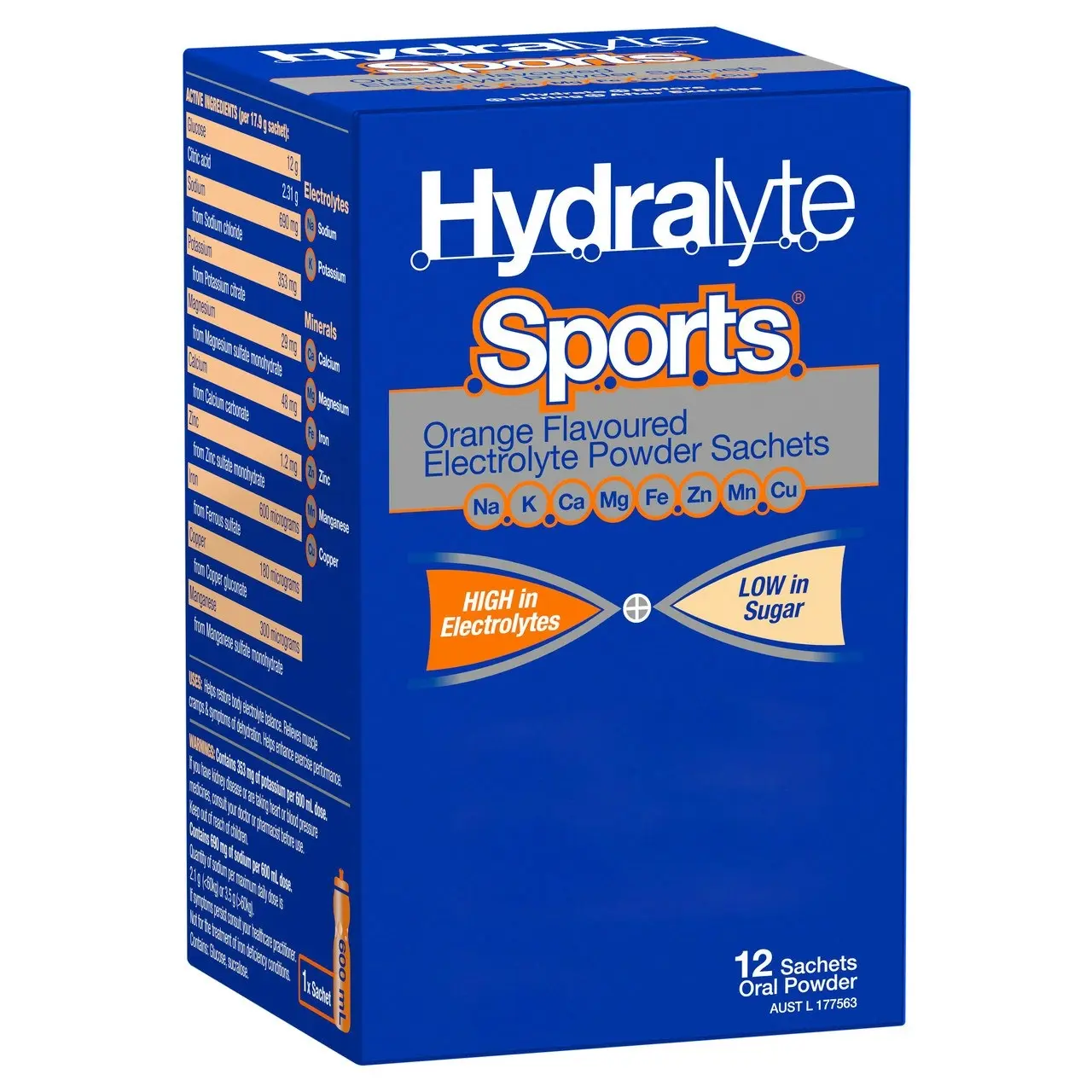 Hydralyte Sports Orange Flavoured 12 Sachets