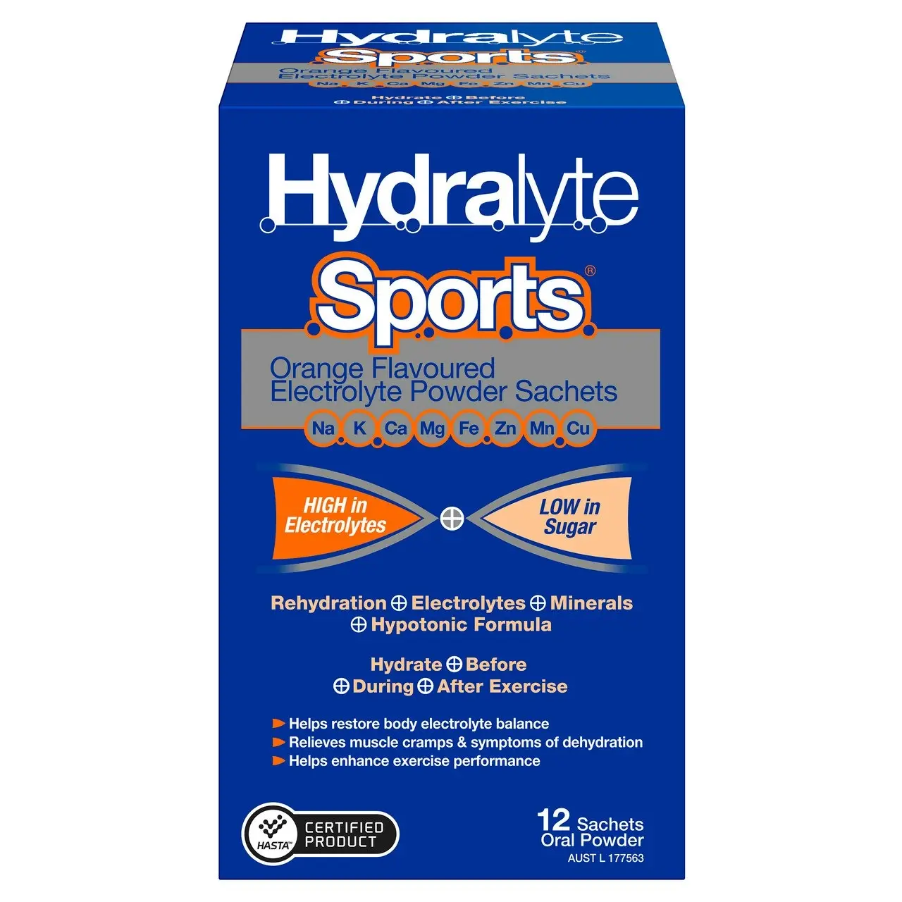 Hydralyte Sports Orange Flavoured 12 Sachets