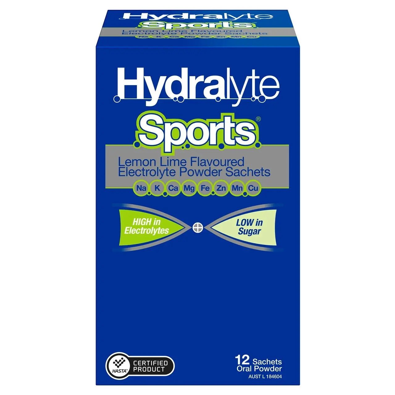 Hydralyte Sports Electrolyte Powder Lemon Lime Flavoured 12 Pack