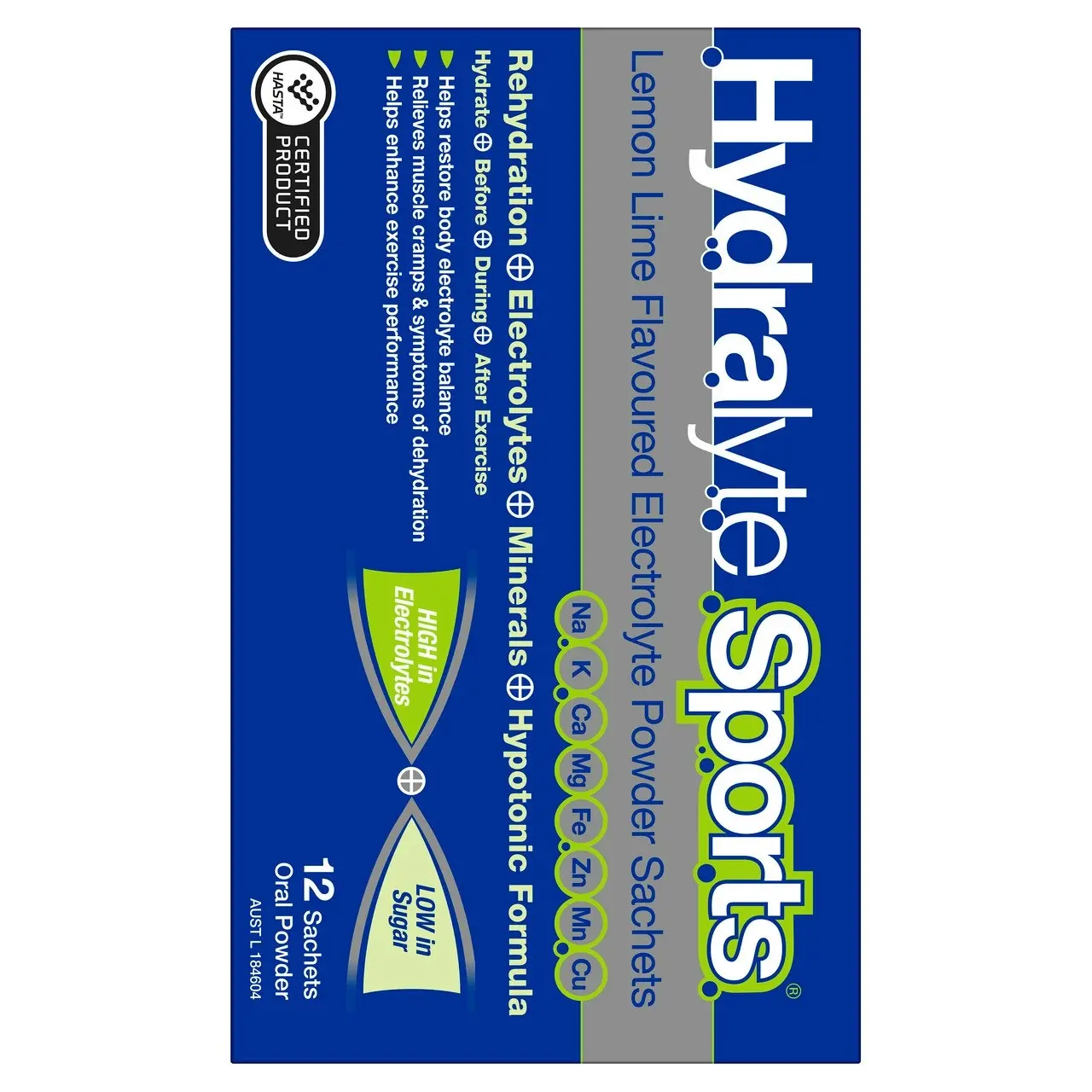 Hydralyte Sports Electrolyte Powder Lemon Lime Flavoured 12 Pack