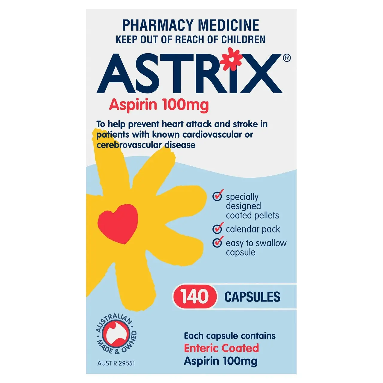 Astrix Aspirin 100mg 140 Capsules