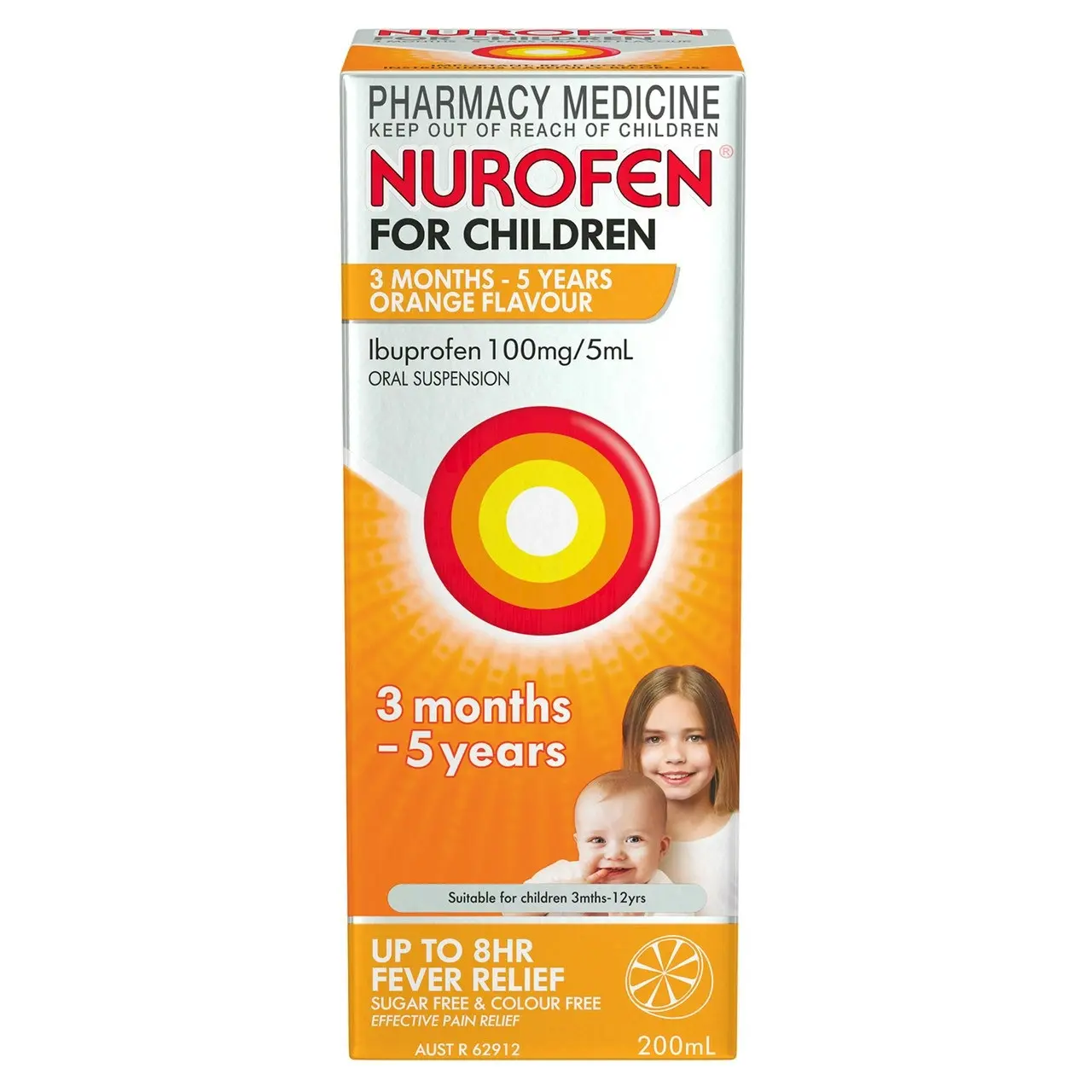 Nurofen For Children 3months - 5years Ibuprofen Liquid Orange 200ml