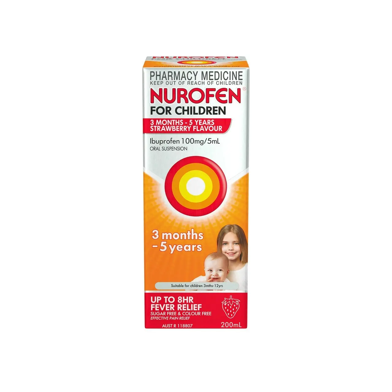 Nurofen For Children 3months - 5years  Ibuprofen Liquid Strawberry 200ml