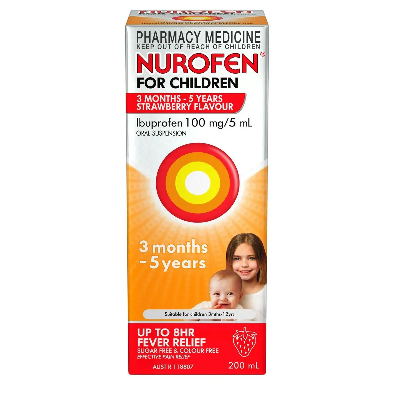 Nurofen For Children 3months - 5years  Ibuprofen Liquid Strawberry 200ml