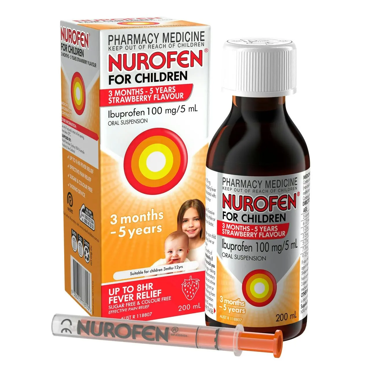 Nurofen For Children 3months - 5years  Ibuprofen Liquid Strawberry 200ml