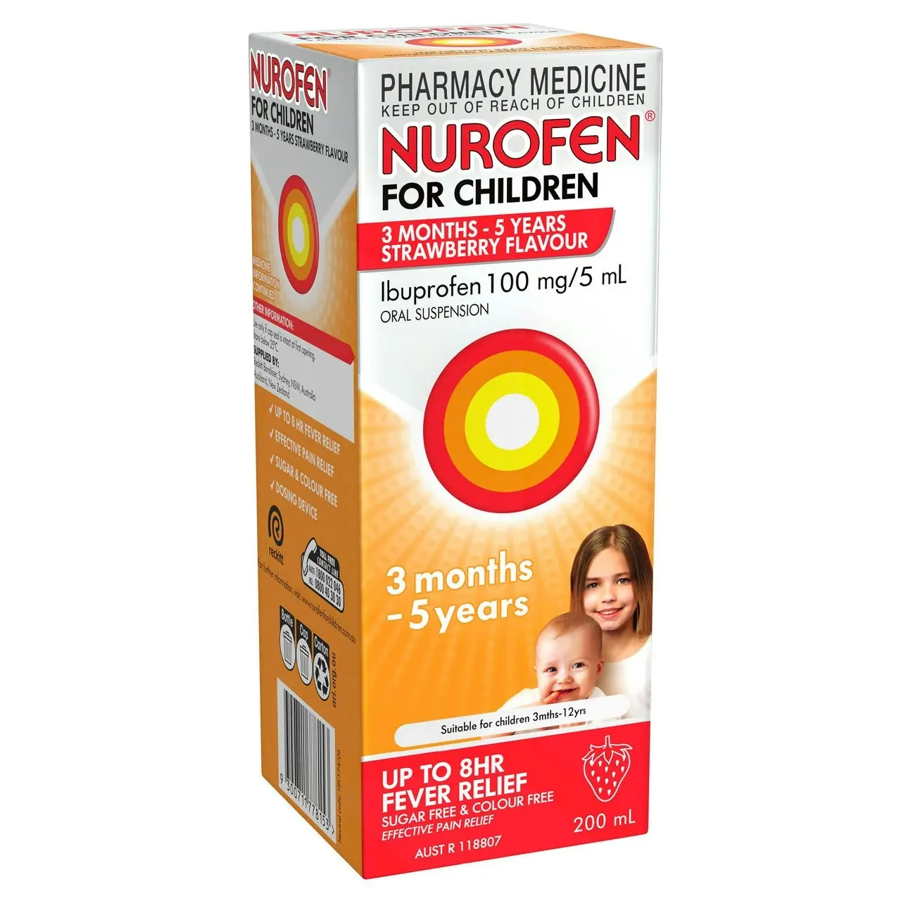 Nurofen For Children 3months - 5years  Ibuprofen Liquid Strawberry 200ml