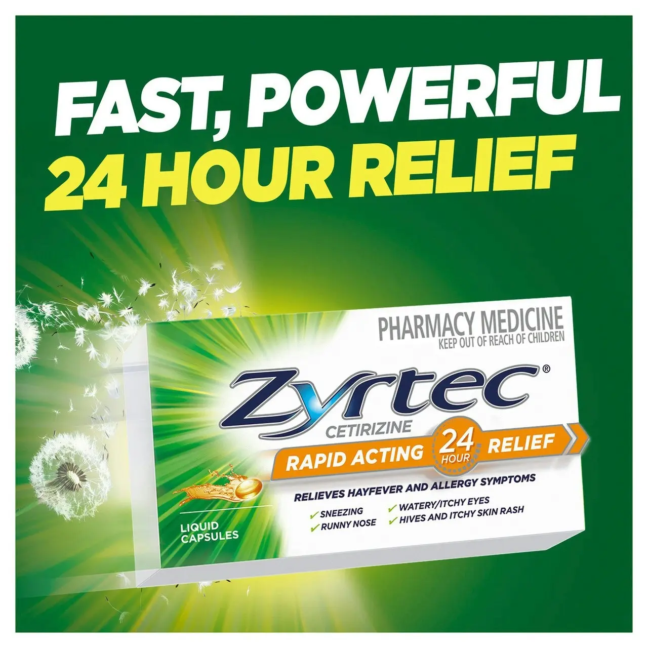 Zyrtec Rapid Acting Hayfever & Allergy Relief Antihistamine Liquid Capsules 42 Pack