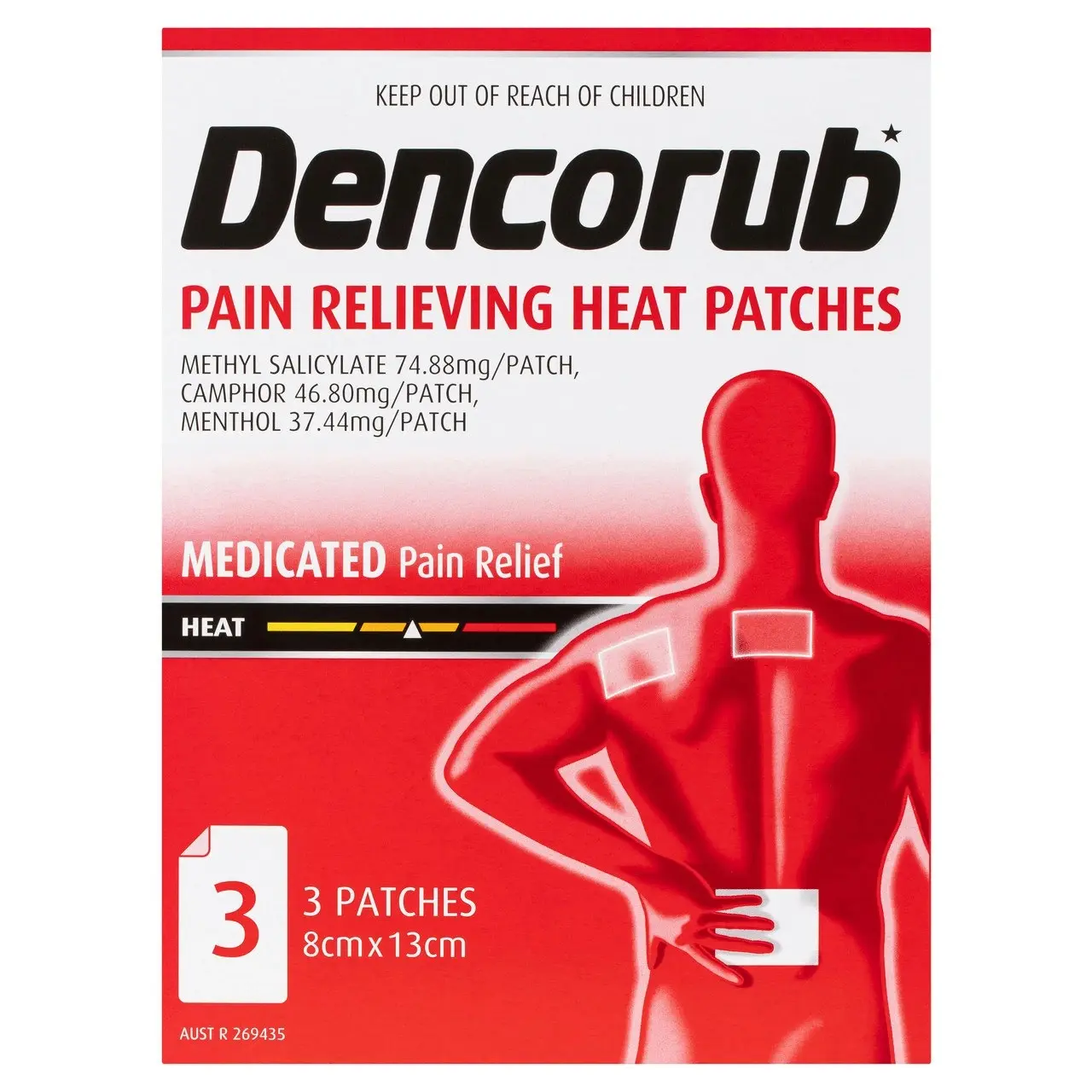 Dencorub Pain Relieving Heat Patches 3 Pack