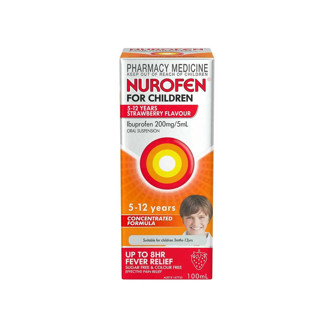 Nurofen For Children 5-12yrs  Ibuprofen Liquid Strawberry 100ml