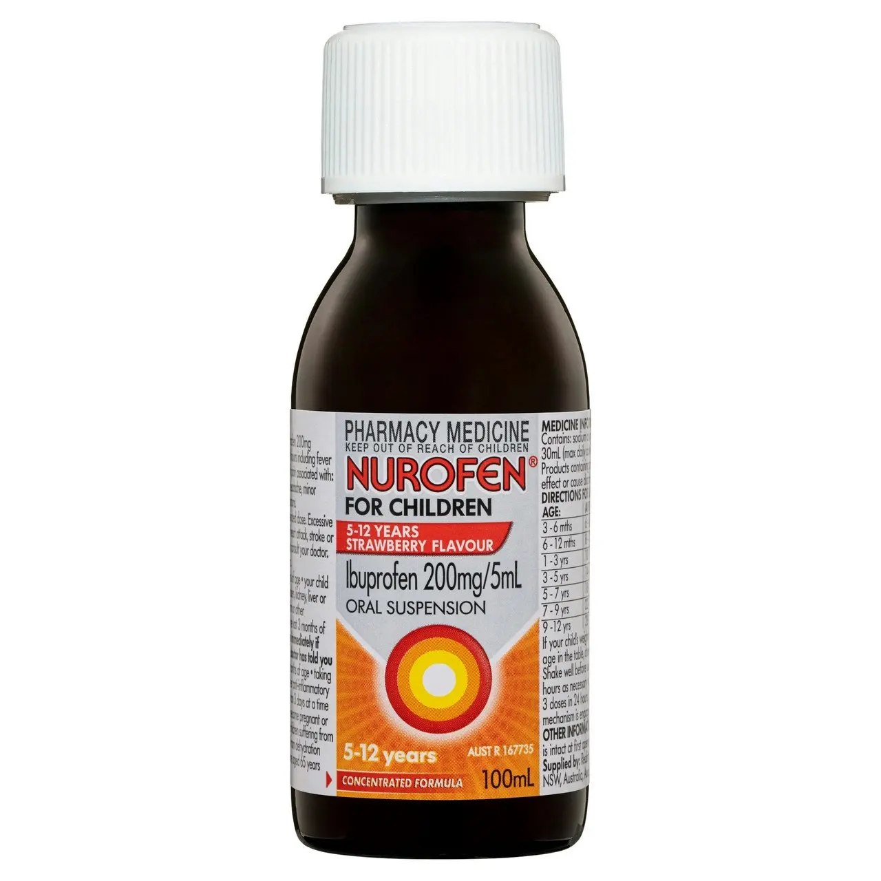 Nurofen For Children 5-12yrs  Ibuprofen Liquid Strawberry 100ml