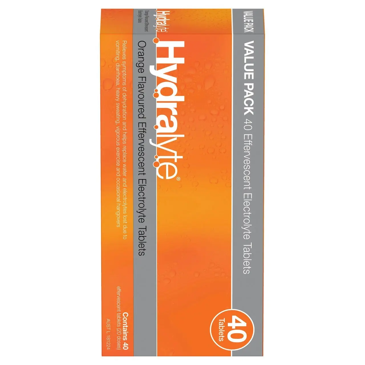 Hydralyte Effervescent Electrolyte Tablets Orange Flavoured 40 Tablets