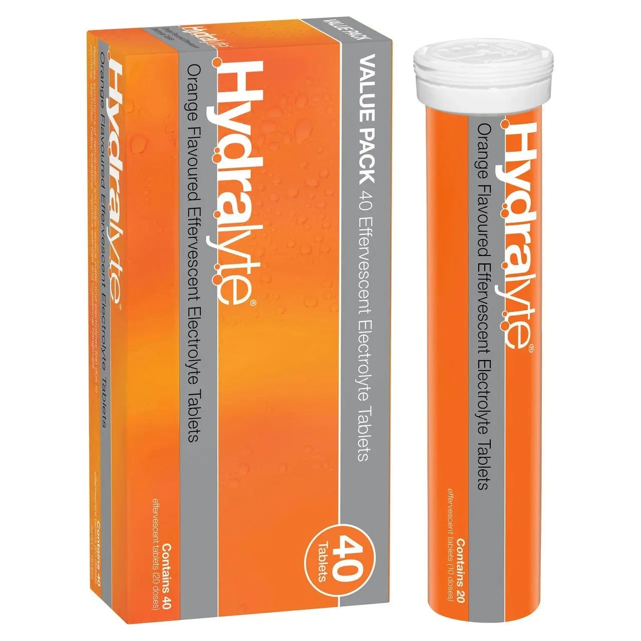 Hydralyte Effervescent Electrolyte Tablets Orange Flavoured 40 Tablets