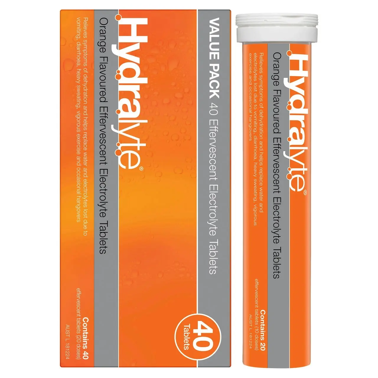 Hydralyte Effervescent Electrolyte Tablets Orange Flavoured 40 Tablets