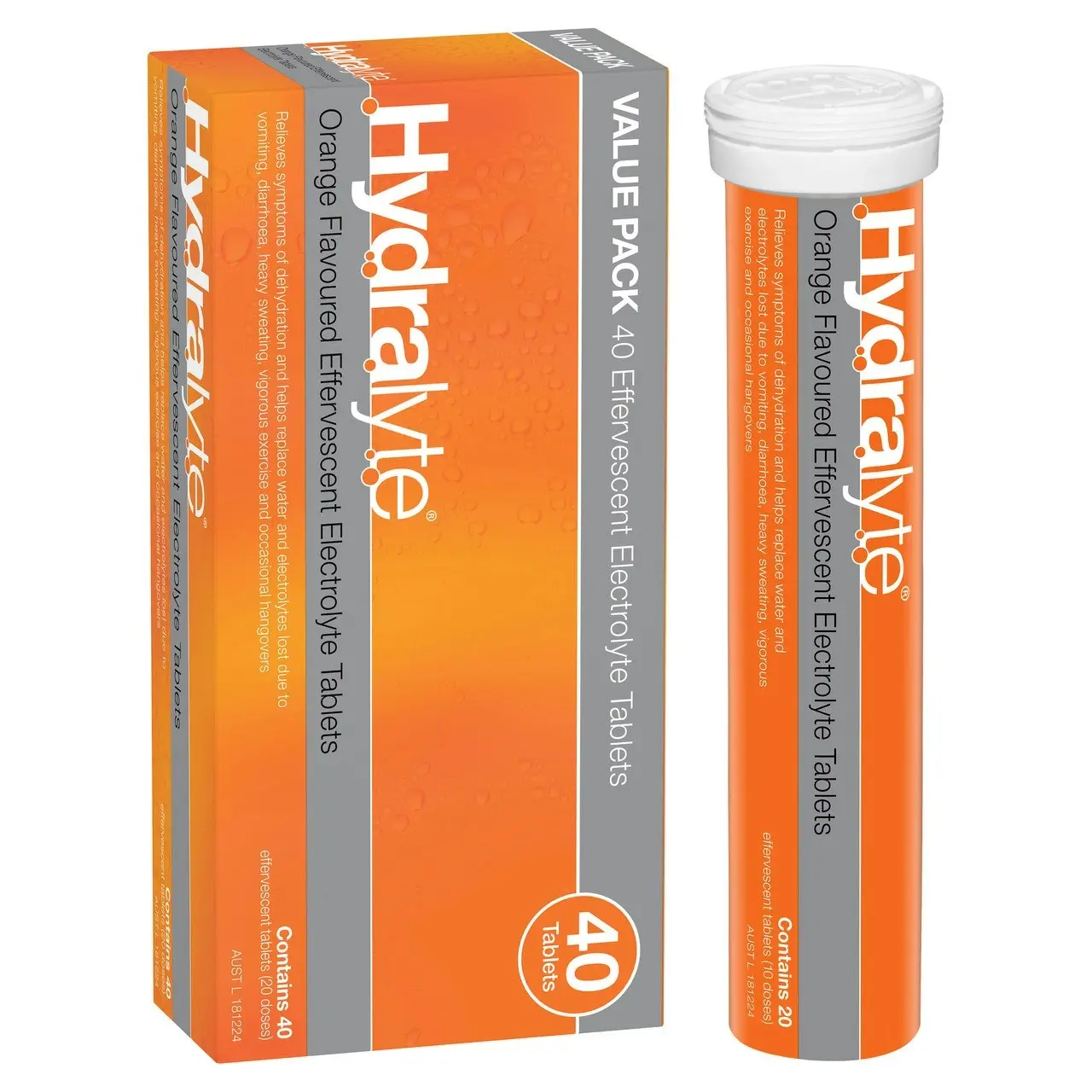 Hydralyte Effervescent Electrolyte Tablets Orange Flavoured 40 Tablets