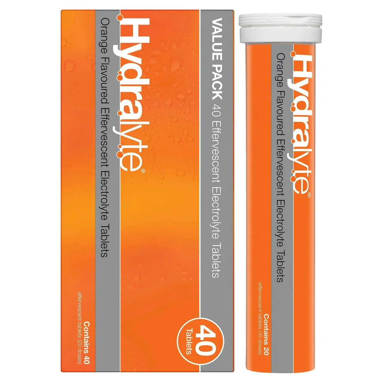 Hydralyte Effervescent Electrolyte Tablets Orange Flavoured 40 Tablets