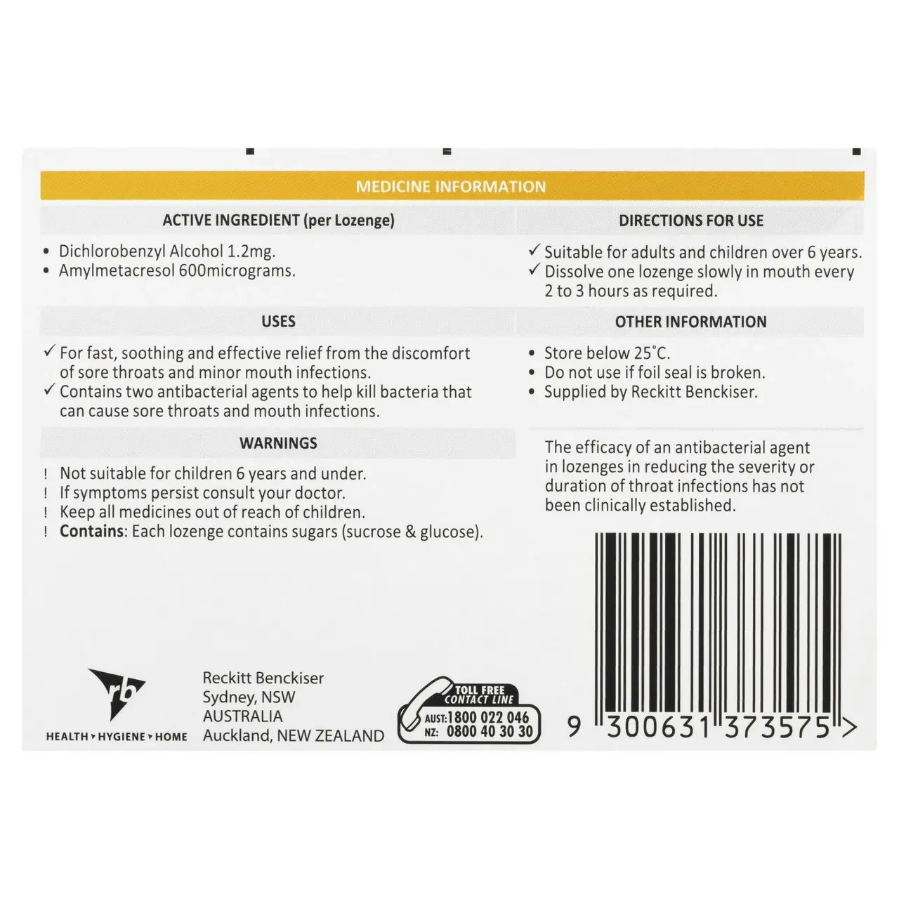 Strepsils Sore Throat Relief Honey & Lemon Lozenges 36 Pack