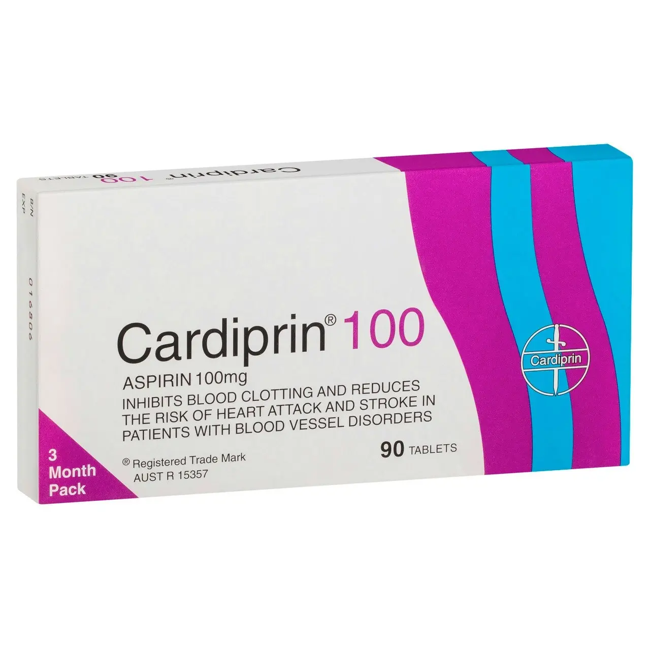 Cardiprin Blood Clotting Reduction Tablets 100mg Aspirin 90 pack