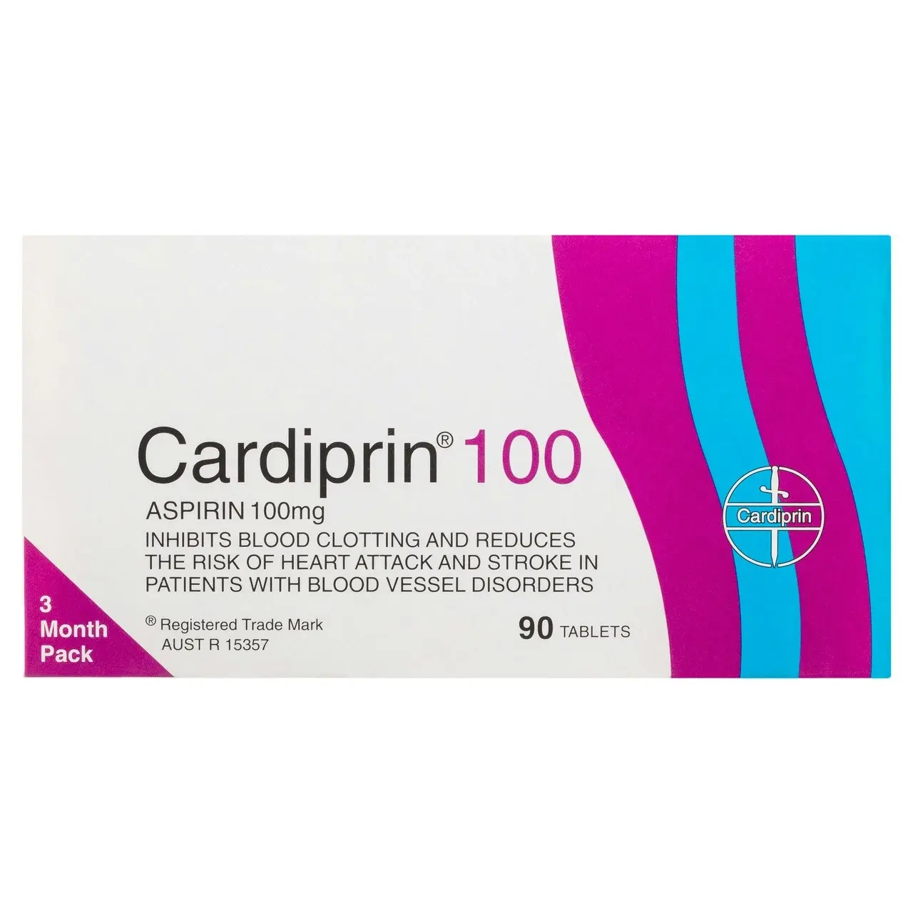 Cardiprin Blood Clotting Reduction Tablets 100mg Aspirin 90 pack